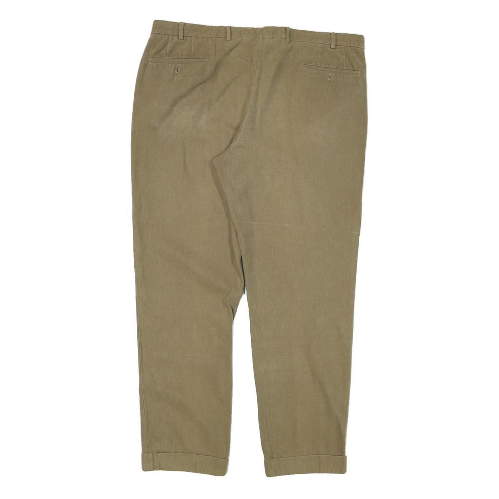 BURBERRY Mens Regular Fit Beige Cotton Blend Trousers W38 L30 Classic Zip