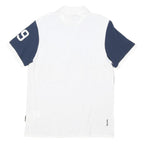 BENCH Mens Blue & Navy Polo Shirt L Cotton Blend Short Sleeve Number 8