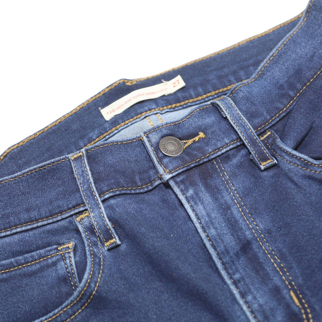LEVI'S 720 Womens Slim Blue Denim Medium W27 L25 Slim Fit Zip Jeans