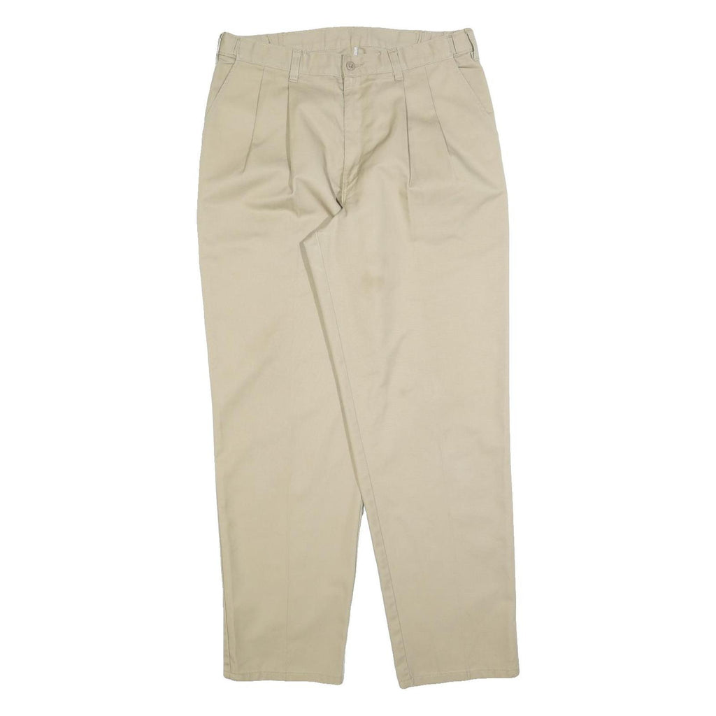 DICKIES Mens Cotton Blend Beige Regular Tapered Trousers W34 L32 Workwear Chino