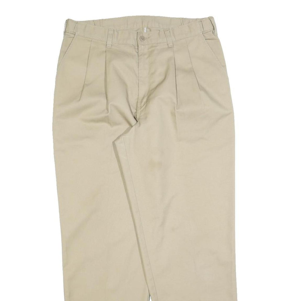 DICKIES Mens Cotton Blend Beige Regular Tapered Trousers W34 L32 Workwear Chino