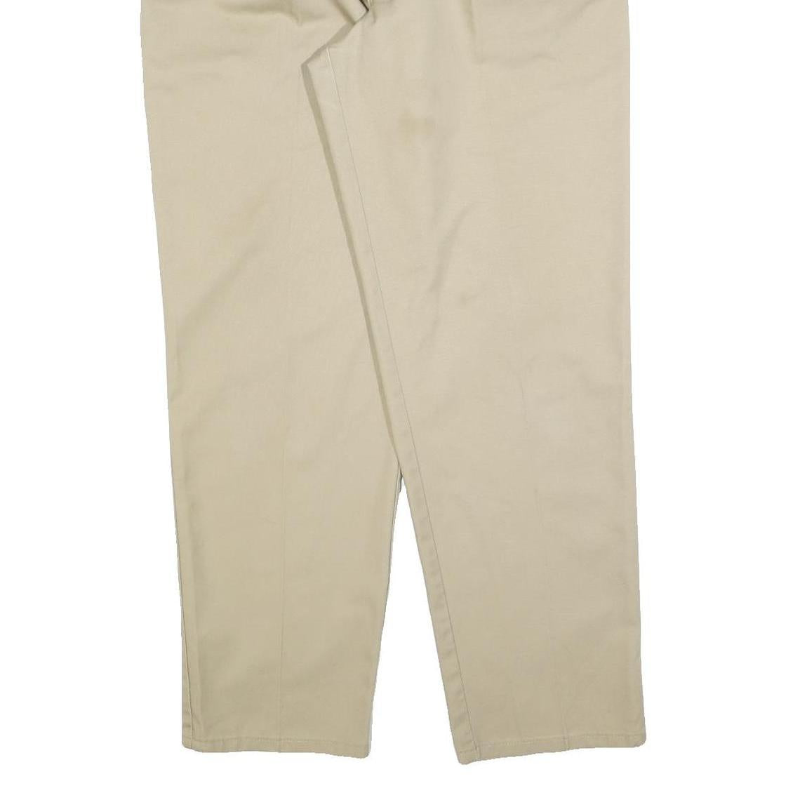 DICKIES Mens Cotton Blend Beige Regular Tapered Trousers W34 L32 Workwear Chino