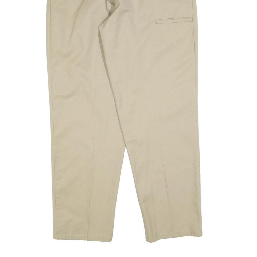 DICKIES Mens Cotton Blend Beige Regular Tapered Trousers W34 L32 Workwear Chino