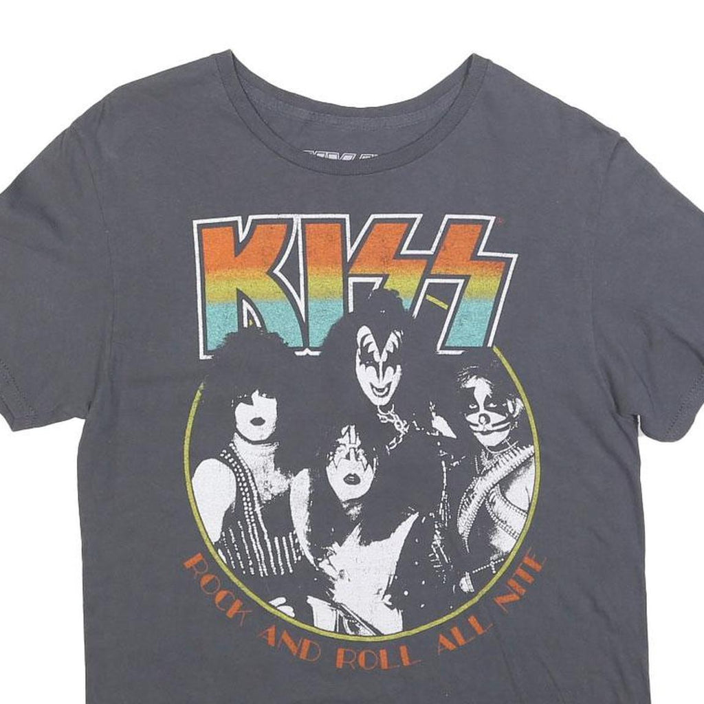 KISS Womens Grey Rock And Roll All Nite Graphic T-Shirt M Short Sleeve Crew Neck
