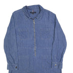 TOMMY HILFIGER Womens Blue Denim Day Dress Cotton Blend Long Sleeve L Zip Collar