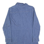 TOMMY HILFIGER Womens Blue Denim Day Dress Cotton Blend Long Sleeve L Zip Collar