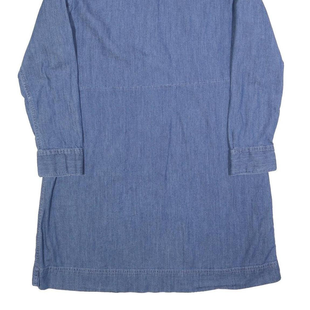 TOMMY HILFIGER Womens Blue Denim Day Dress Cotton Blend Long Sleeve L Zip Collar