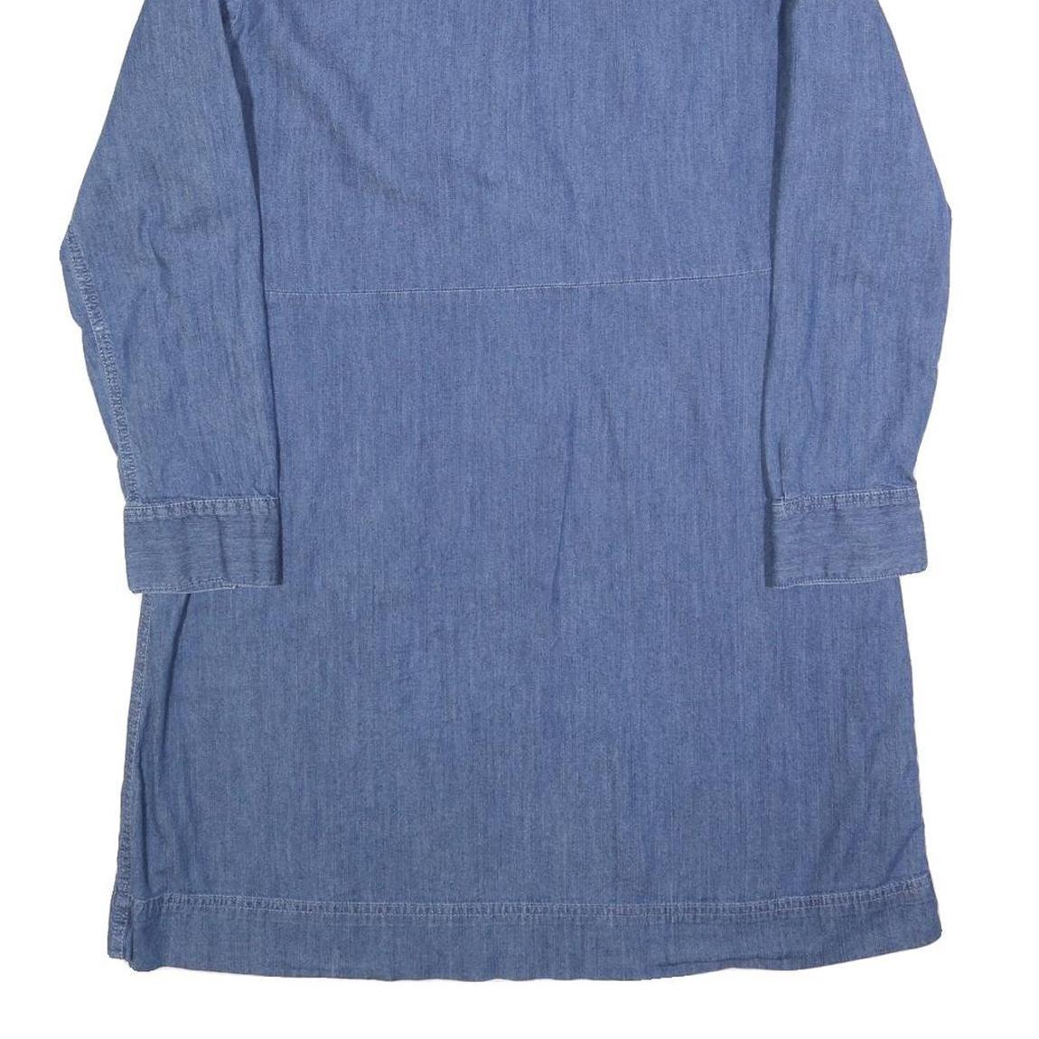 TOMMY HILFIGER Womens Blue Denim Day Dress Cotton Blend Long Sleeve L Zip Collar