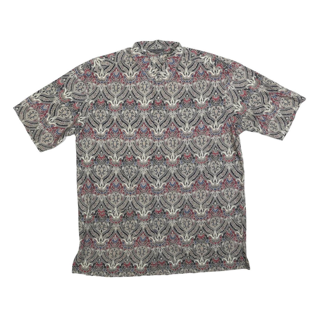 BANGSMAN Mens Cream Pattern Shirt M Polyester Blend Short Sleeve Casual