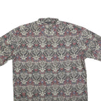 BANGSMAN Mens Cream Pattern Shirt M Polyester Blend Short Sleeve Casual