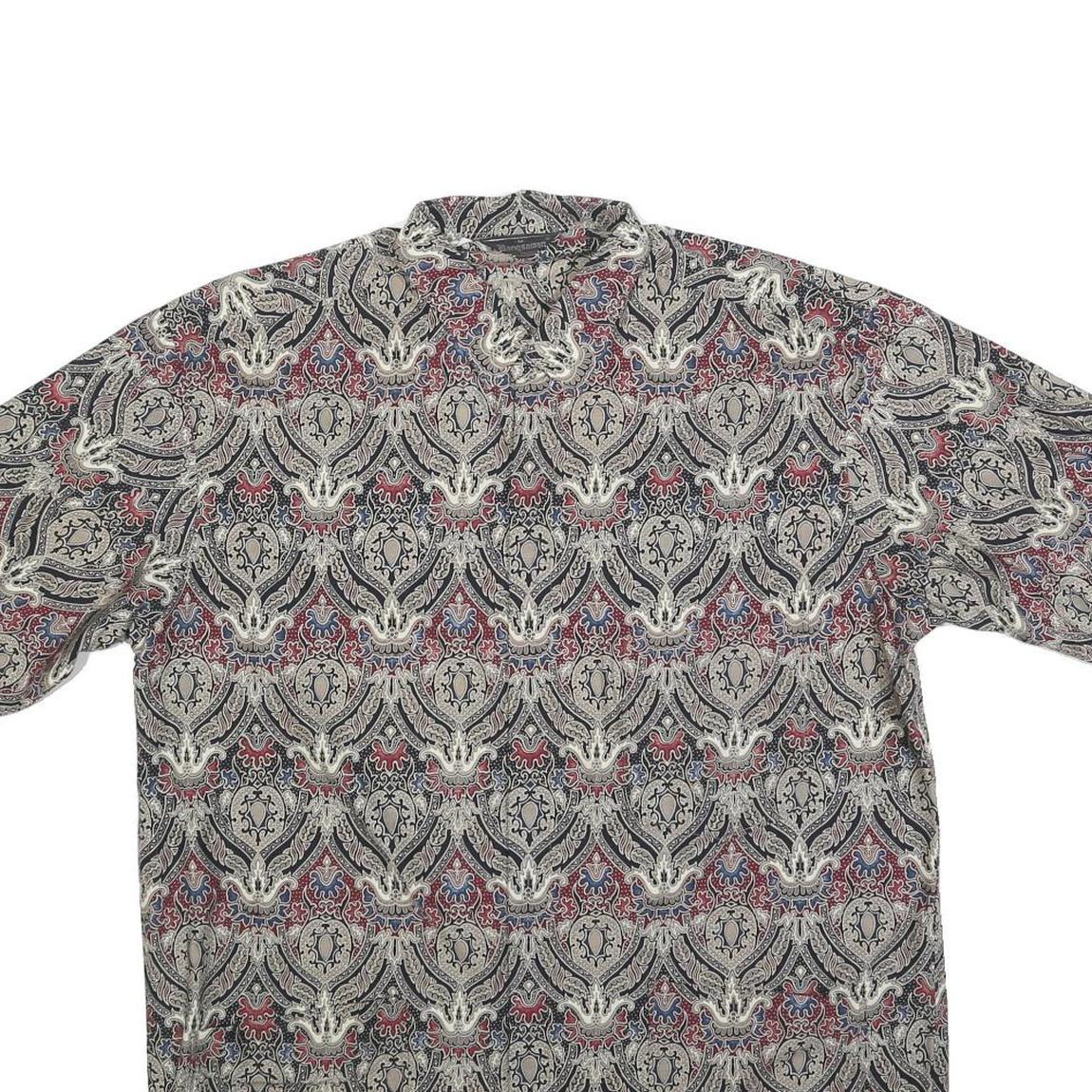 BANGSMAN Mens Cream Pattern Shirt M Polyester Blend Short Sleeve Casual