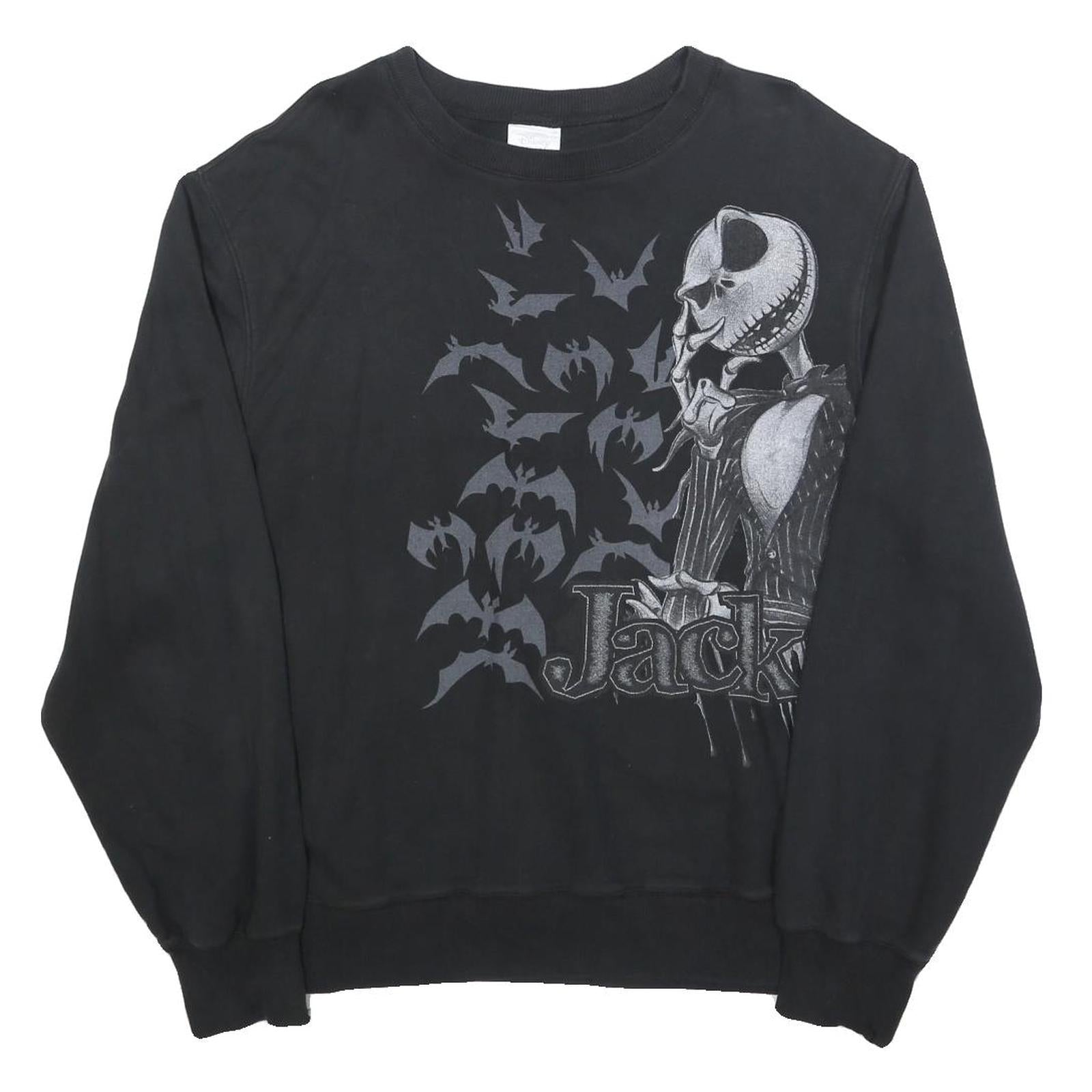 DISNEY Mens Black Jack Skellington Crew Neck Sweatshirt M Cotton Blend