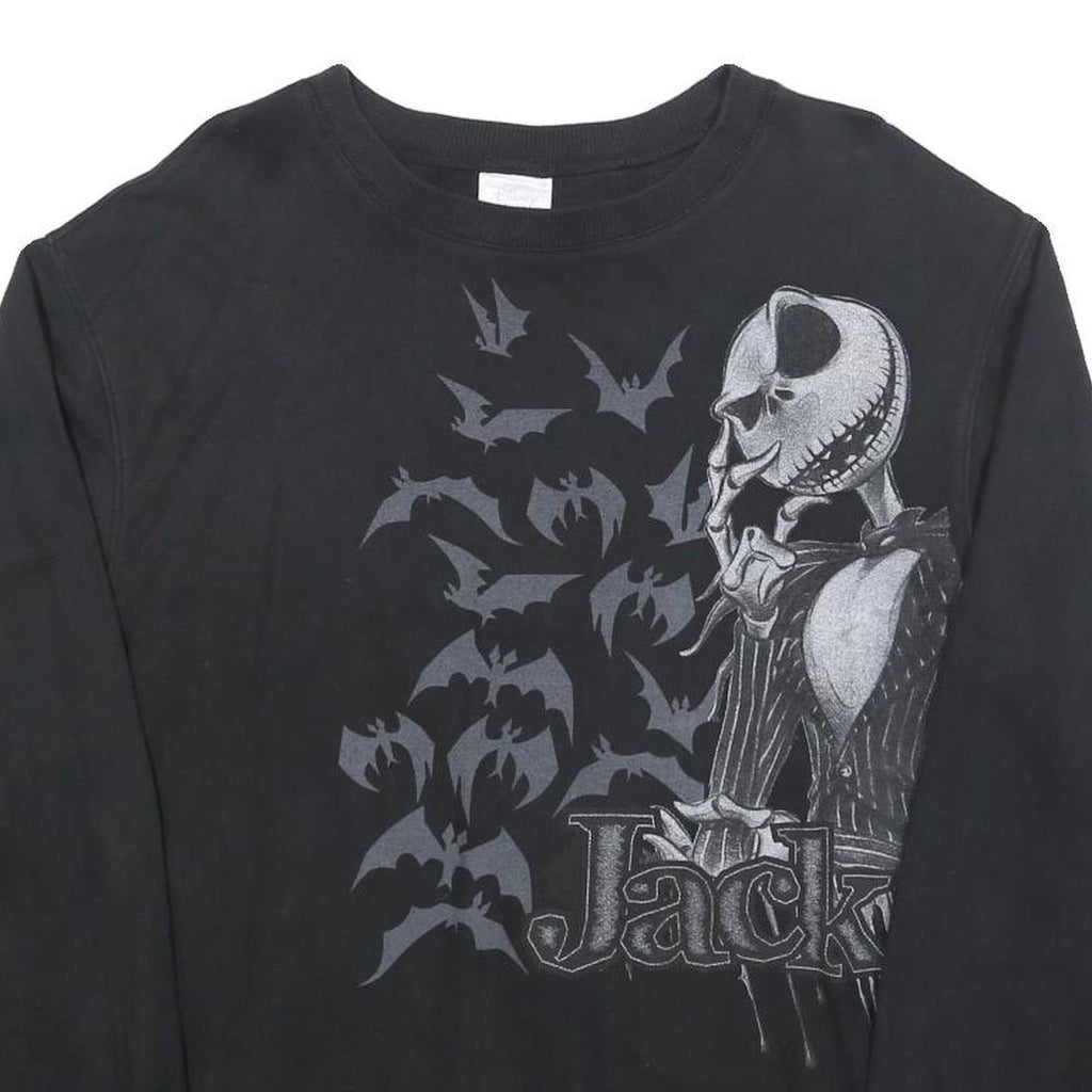 DISNEY Mens Black Jack Skellington Crew Neck Sweatshirt M Cotton Blend