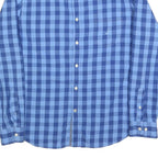 NAUTICA Mens Blue & Navy Check Shirt L Classic Cotton Blend Casual