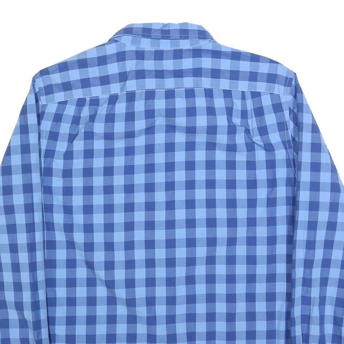 NAUTICA Mens Blue & Navy Check Shirt L Classic Cotton Blend Casual