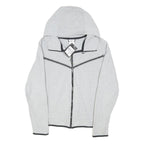 NIKE Mens Grey Full Zip Hoodie S Cotton Blend Zip Pocket Activewear