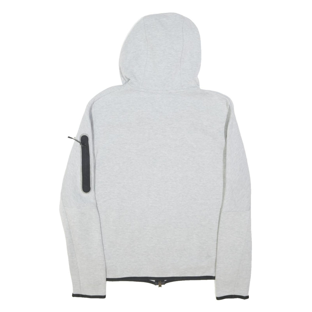 NIKE Mens Grey Full Zip Hoodie S Cotton Blend Zip Pocket Activewear