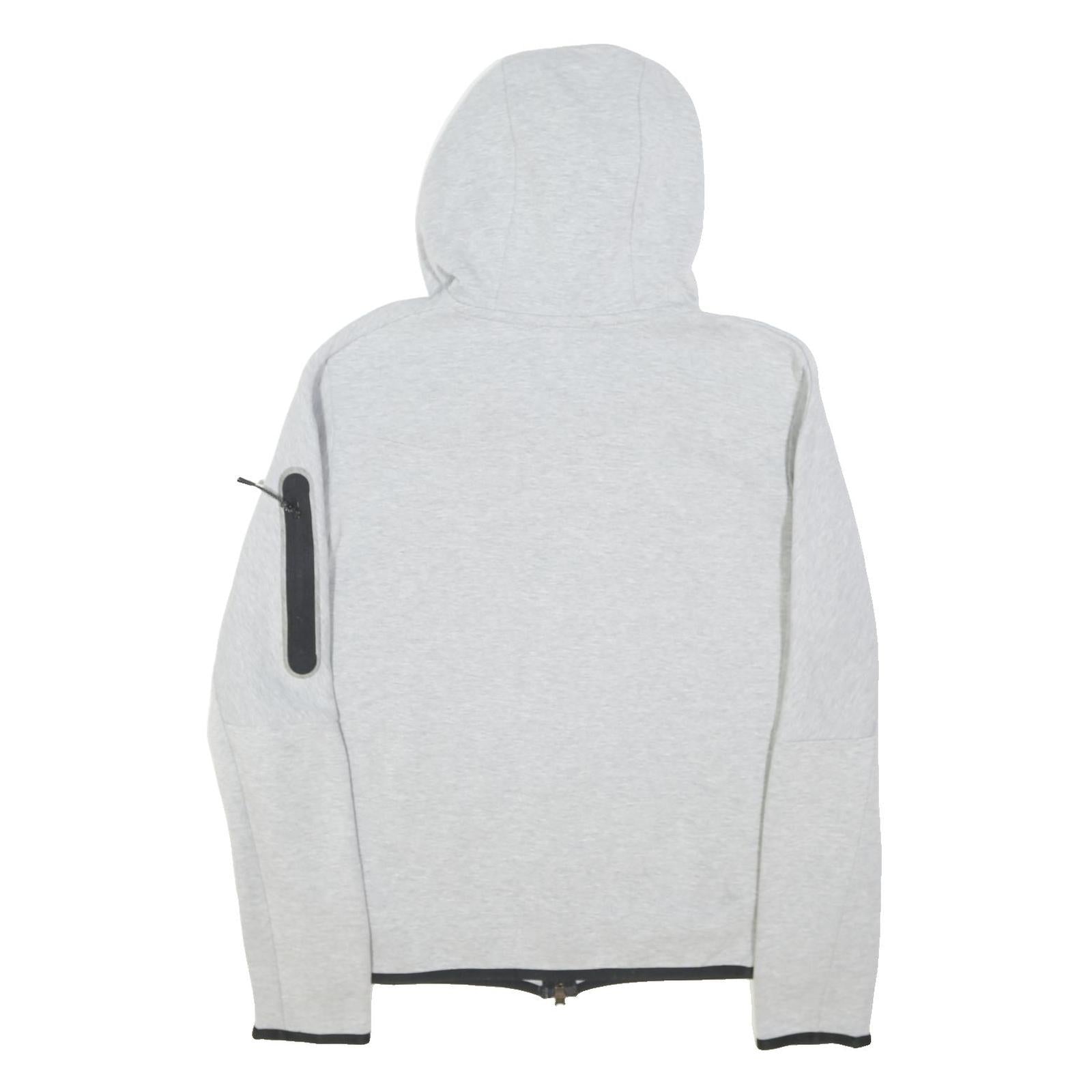 NIKE Mens Grey Full Zip Hoodie S Cotton Blend Zip Pocket Activewear