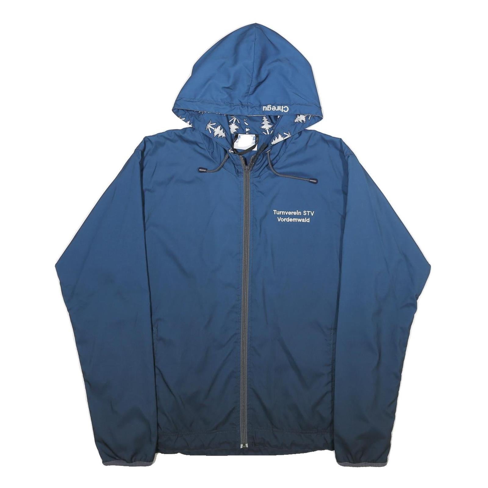 MARKA Mens Blue Polyester Hooded Zip Jacket S Plain Lightweight Casual Fashion