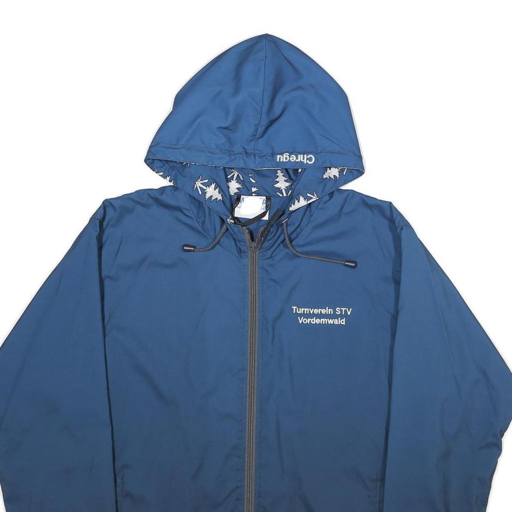 MARKA Mens Blue Polyester Hooded Zip Jacket S Plain Lightweight Casual Fashion