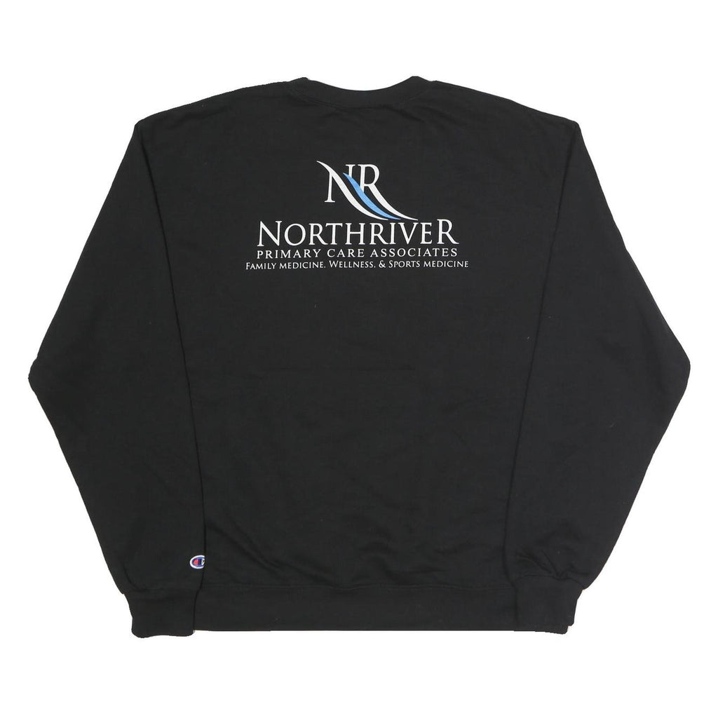 CHAMPION Mens Black Northriver Crew Neck XL Sweatshirt Cotton Blend Pullover