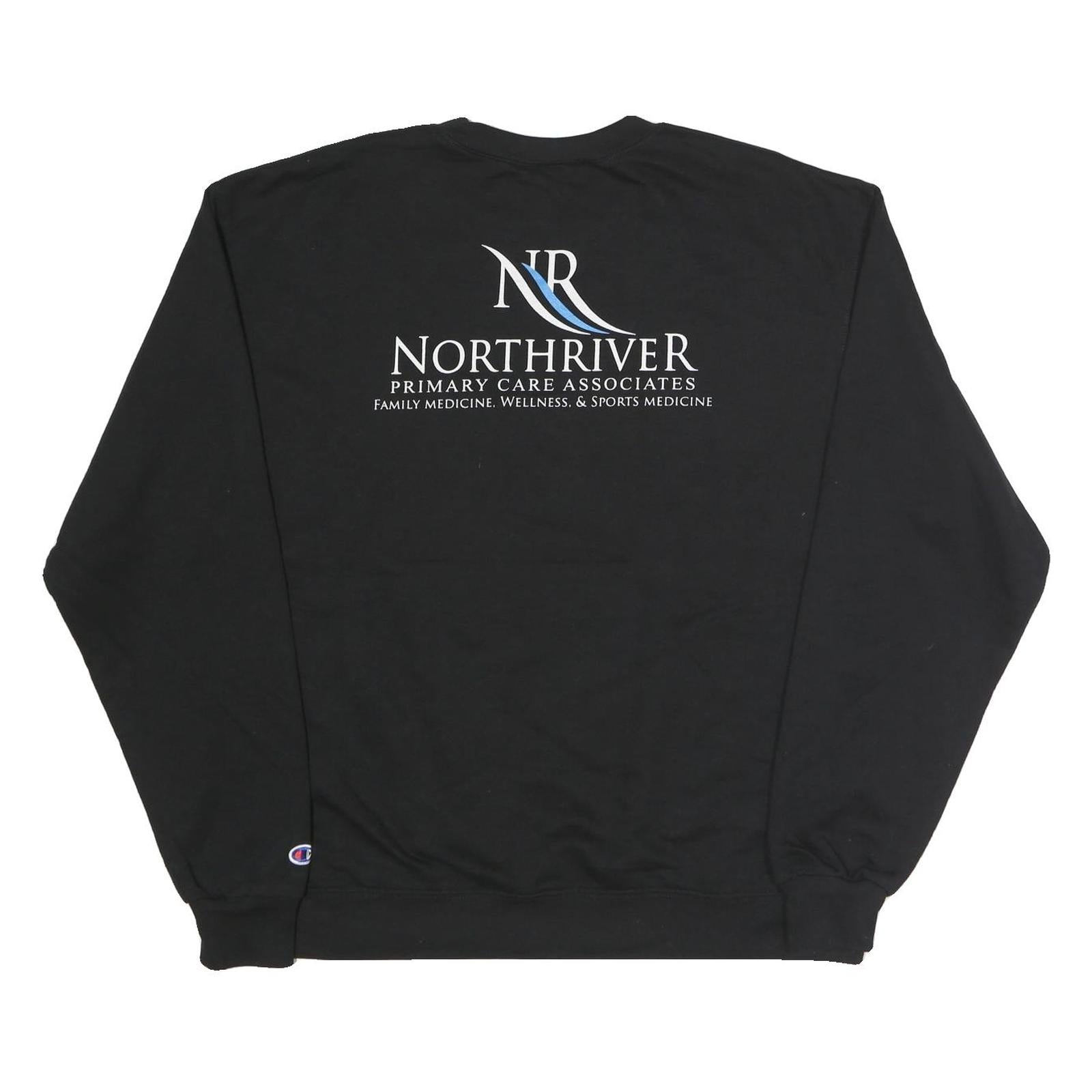CHAMPION Mens Black Northriver Crew Neck XL Sweatshirt Cotton Blend Pullover