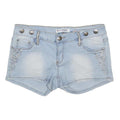 P.O.P SEVEN Womens Shorts Blue Casual M W30 Rhinestone Embellished Cotton Blend