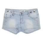 P.O.P SEVEN Womens Shorts Blue Casual M W30 Rhinestone Embellished Cotton Blend