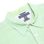 TOMMY HILFIGER Mens Green & White Striped Cotton Shirt XL Classic Button Down