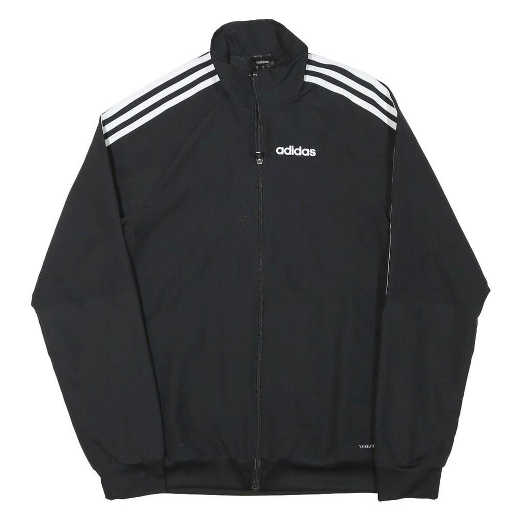 ADIDAS Mens Black & White Track Jacket XS Polyester Blend Plain Zip Casual