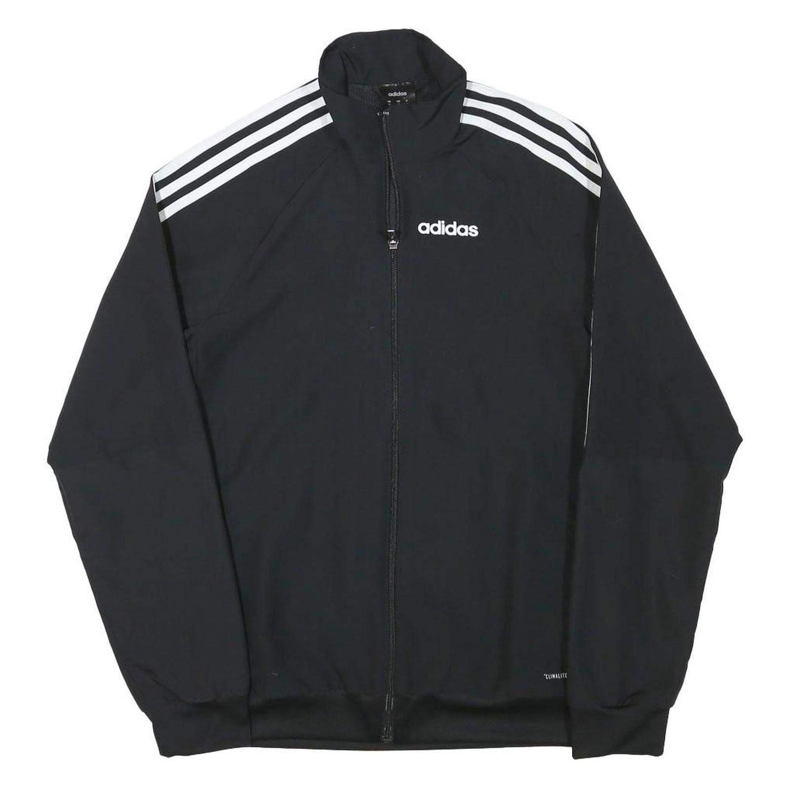 ADIDAS Mens Black & White Track Jacket XS Polyester Blend Plain Zip Casual