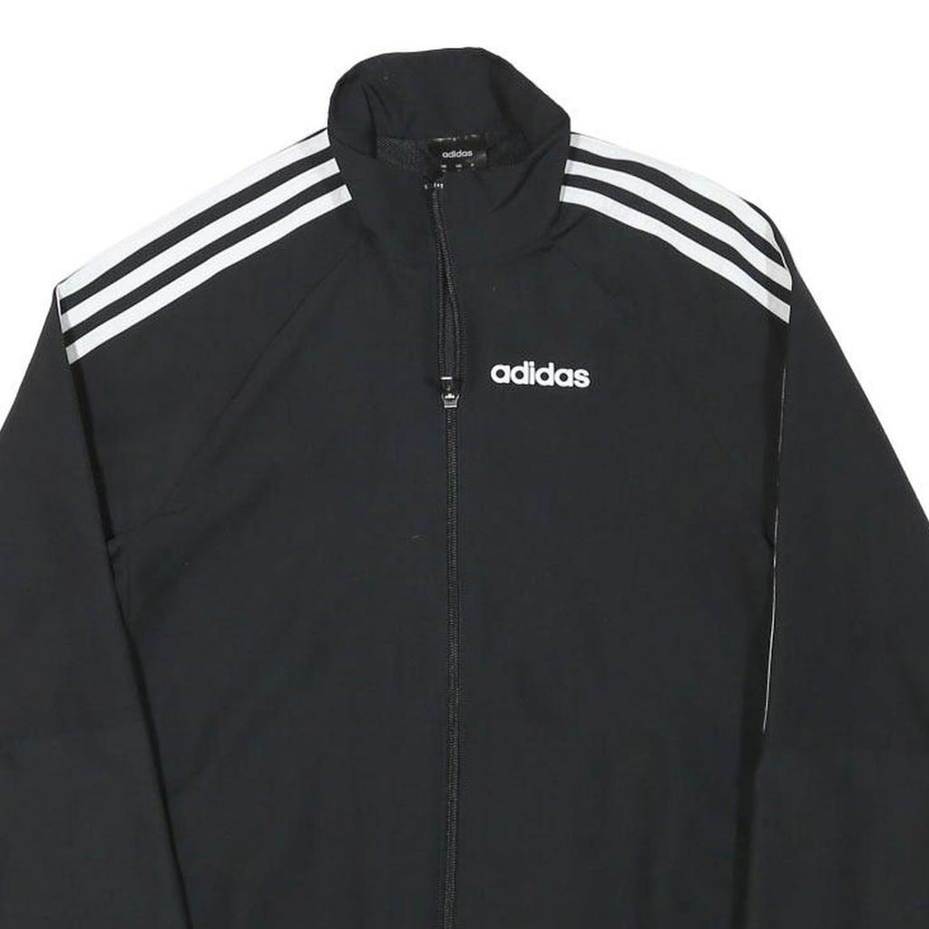 ADIDAS Mens Black & White Track Jacket XS Polyester Blend Plain Zip Casual