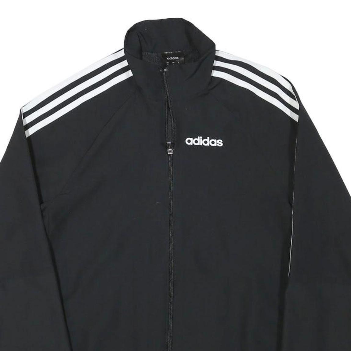 ADIDAS Mens Black & White Track Jacket XS Polyester Blend Plain Zip Casual