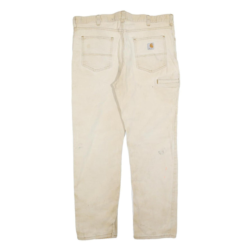 CARHARTT Mens Cotton Blend Beige Relaxed Fit Straight Leg Trousers W38 L32