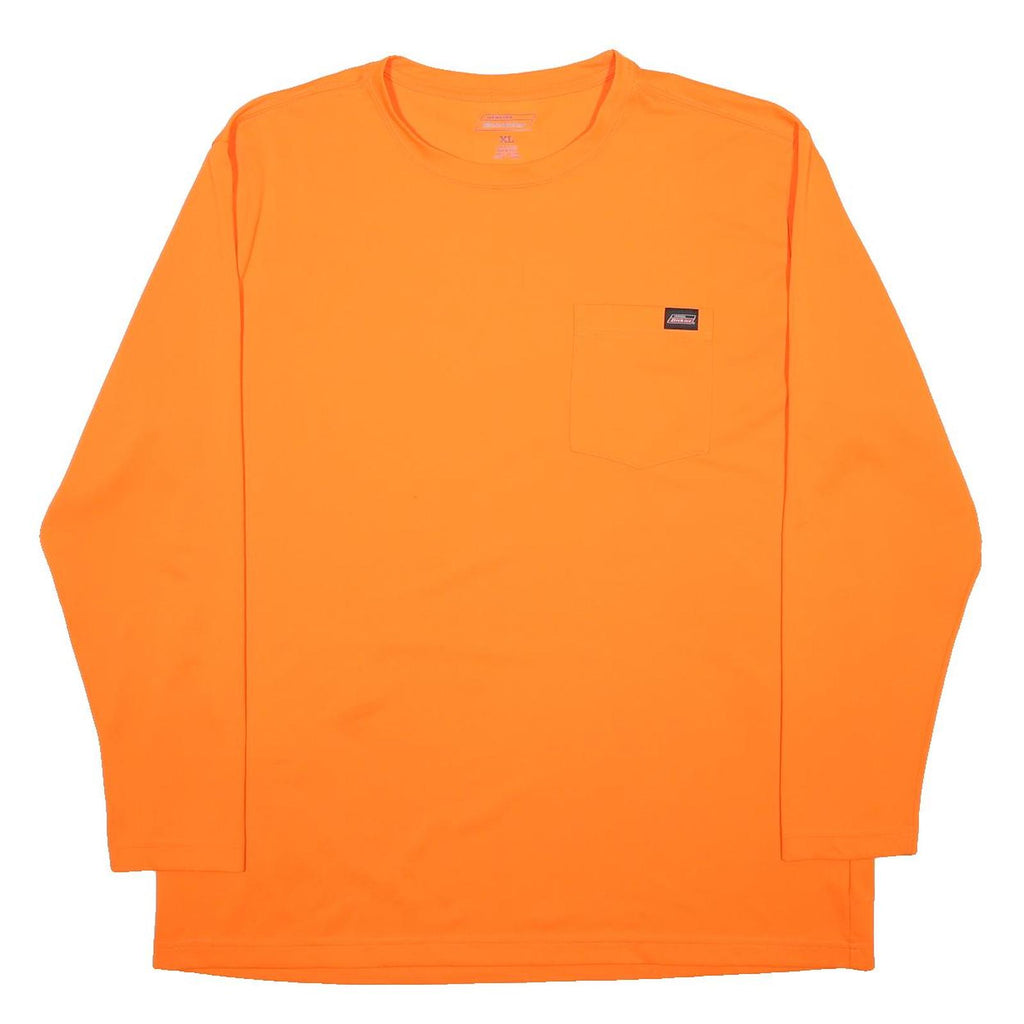 DICKIES Mens Orange Long Sleeve Crew Neck T-Shirt XL Workwear Pocket