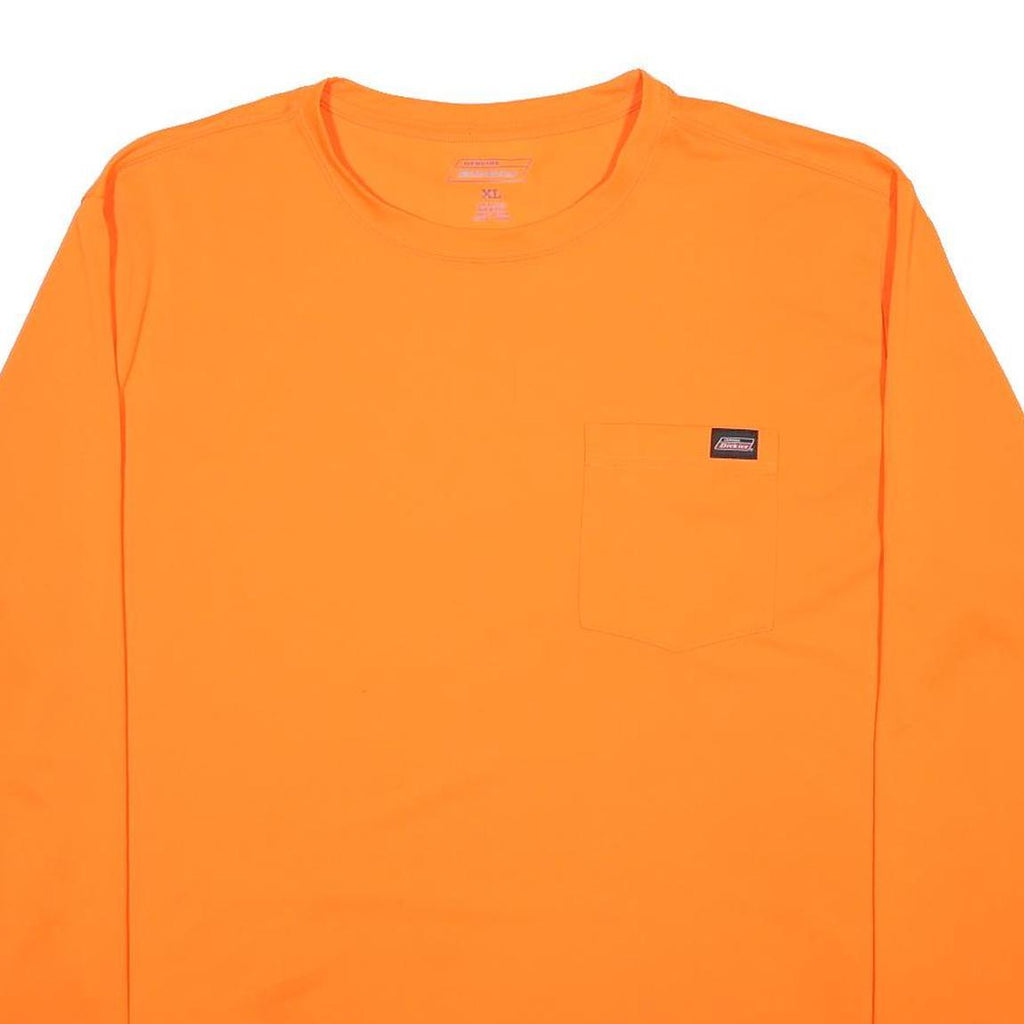 DICKIES Mens Orange Long Sleeve Crew Neck T-Shirt XL Workwear Pocket