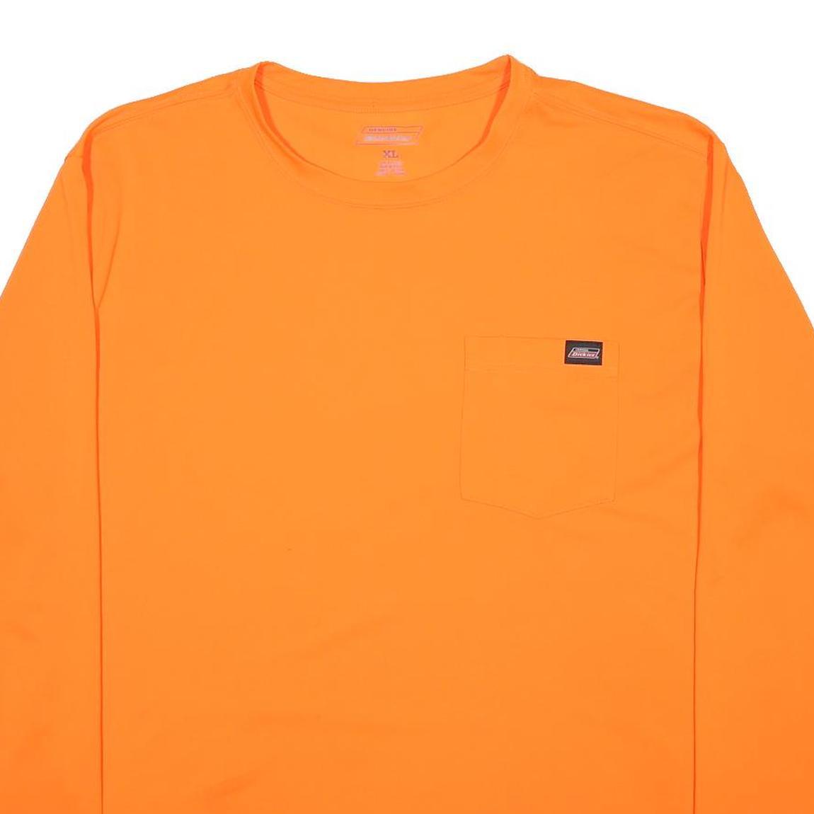 DICKIES Mens Orange Long Sleeve Crew Neck T-Shirt XL Workwear Pocket