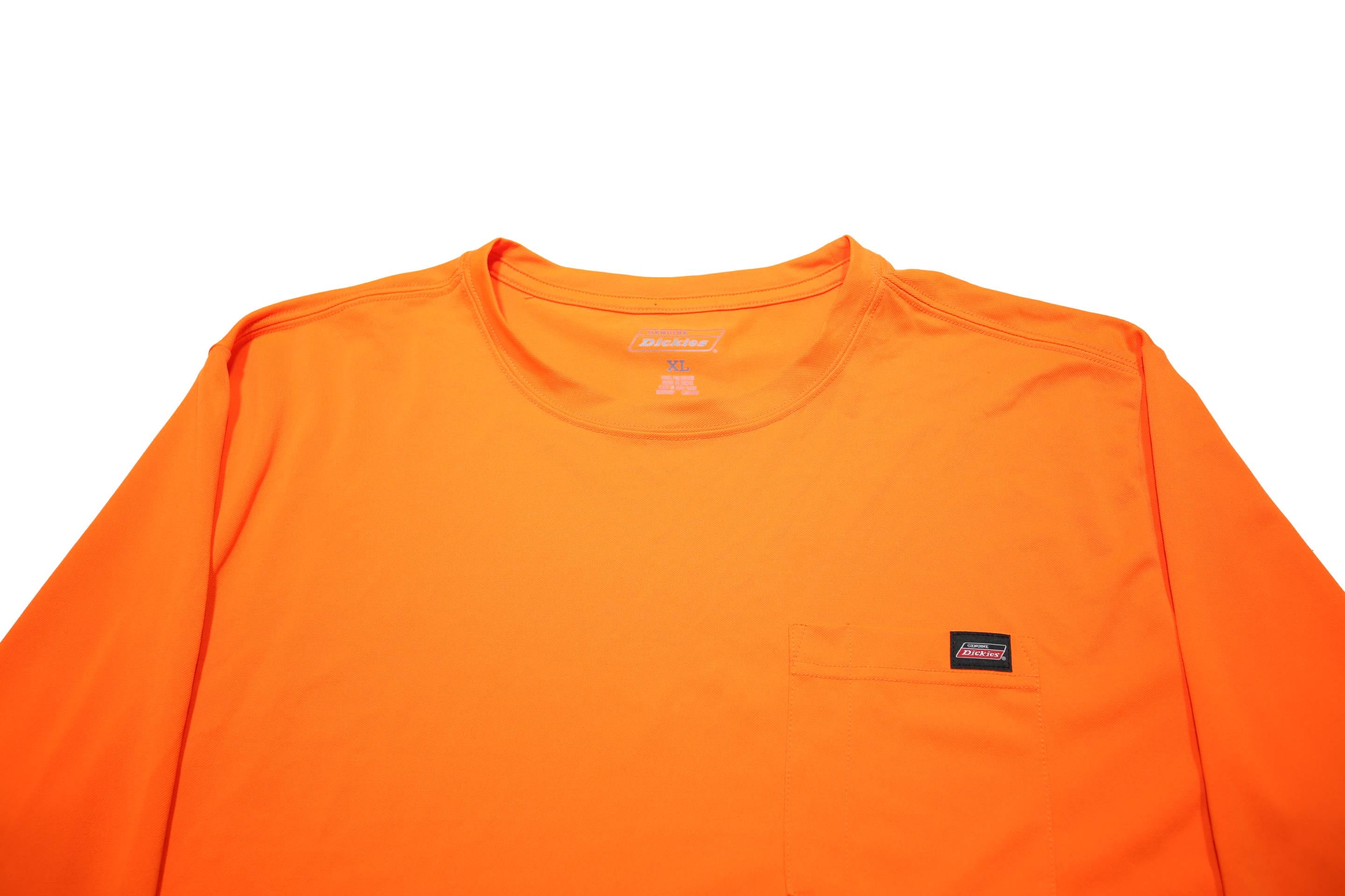DICKIES Mens Orange Long Sleeve Crew Neck T-Shirt XL Workwear Pocket