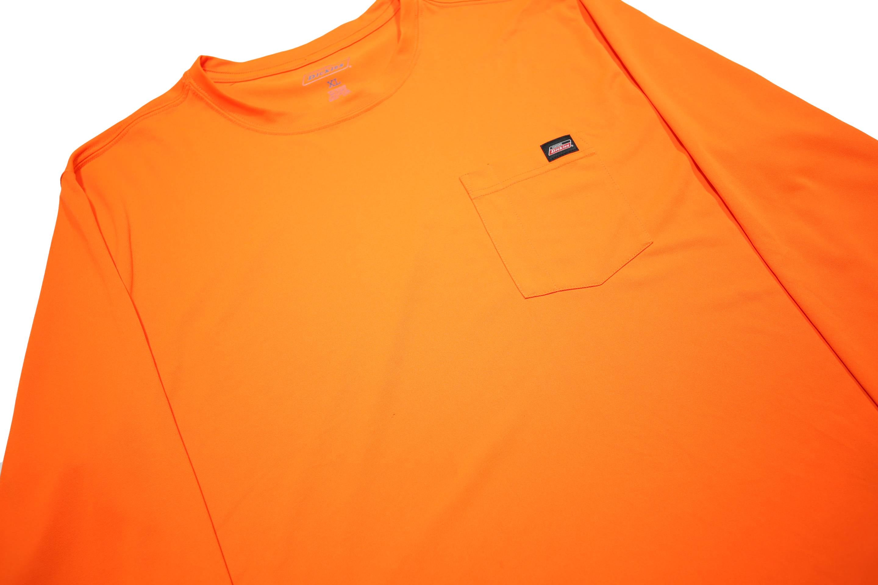 DICKIES Mens Orange Long Sleeve Crew Neck T-Shirt XL Workwear Pocket