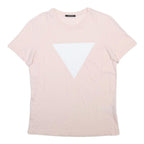 GUESS Womens Pink & White Classic Graphic T-Shirt M Short Sleeve Crew Neck