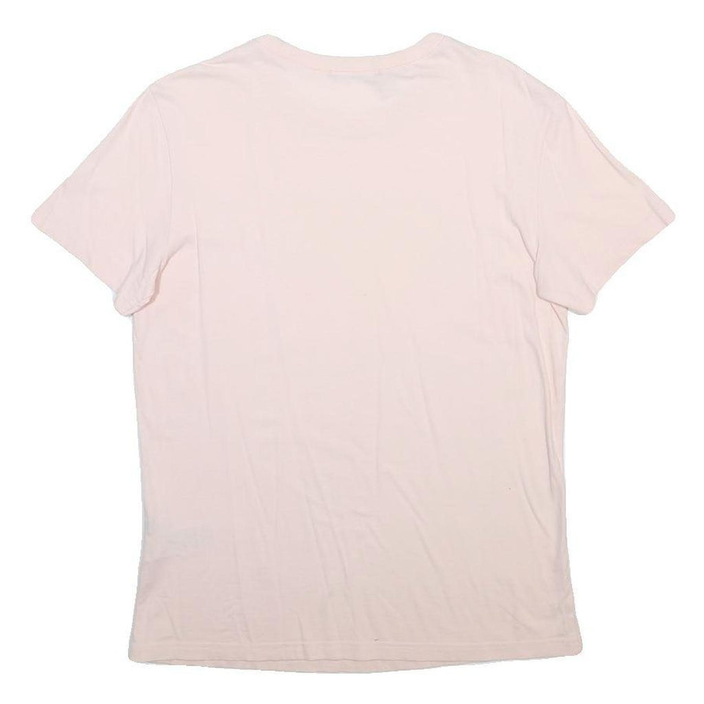 GUESS Womens Pink & White Classic Graphic T-Shirt M Short Sleeve Crew Neck