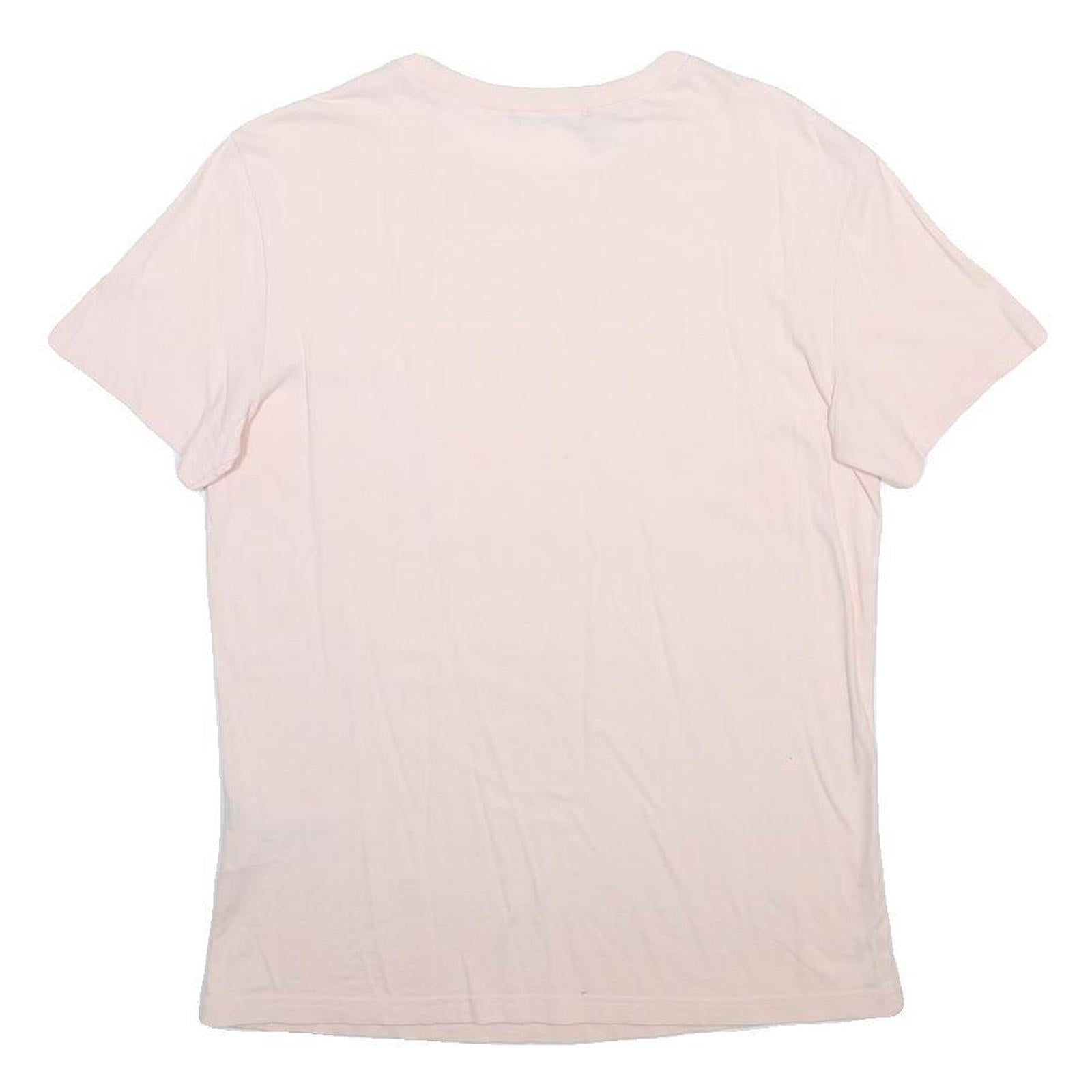 GUESS Womens Pink & White Classic Graphic T-Shirt M Short Sleeve Crew Neck