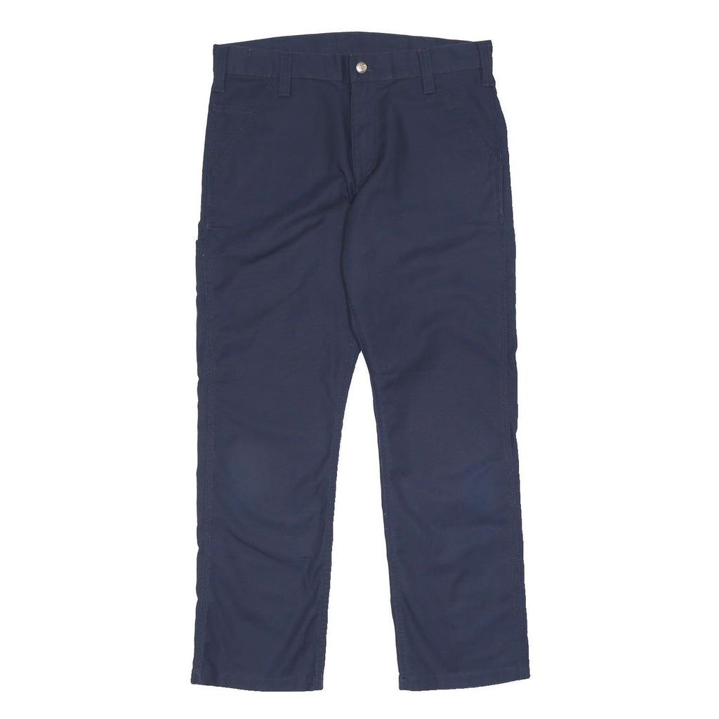 CARHARTT Mens Cotton Blend Navy Relaxed Straight Trousers W32 L30 Workwear