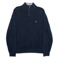 NAUTICA Mens Navy Blue Cotton Pullover Plain 1/4 Zip Jumper XL Casual Knitwear