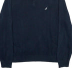 NAUTICA Mens Navy Blue Cotton Pullover Plain 1/4 Zip Jumper XL Casual Knitwear