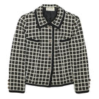DESARBRE Womens Black & White Check Wool Blend Button Jacket XS Woven Elegant