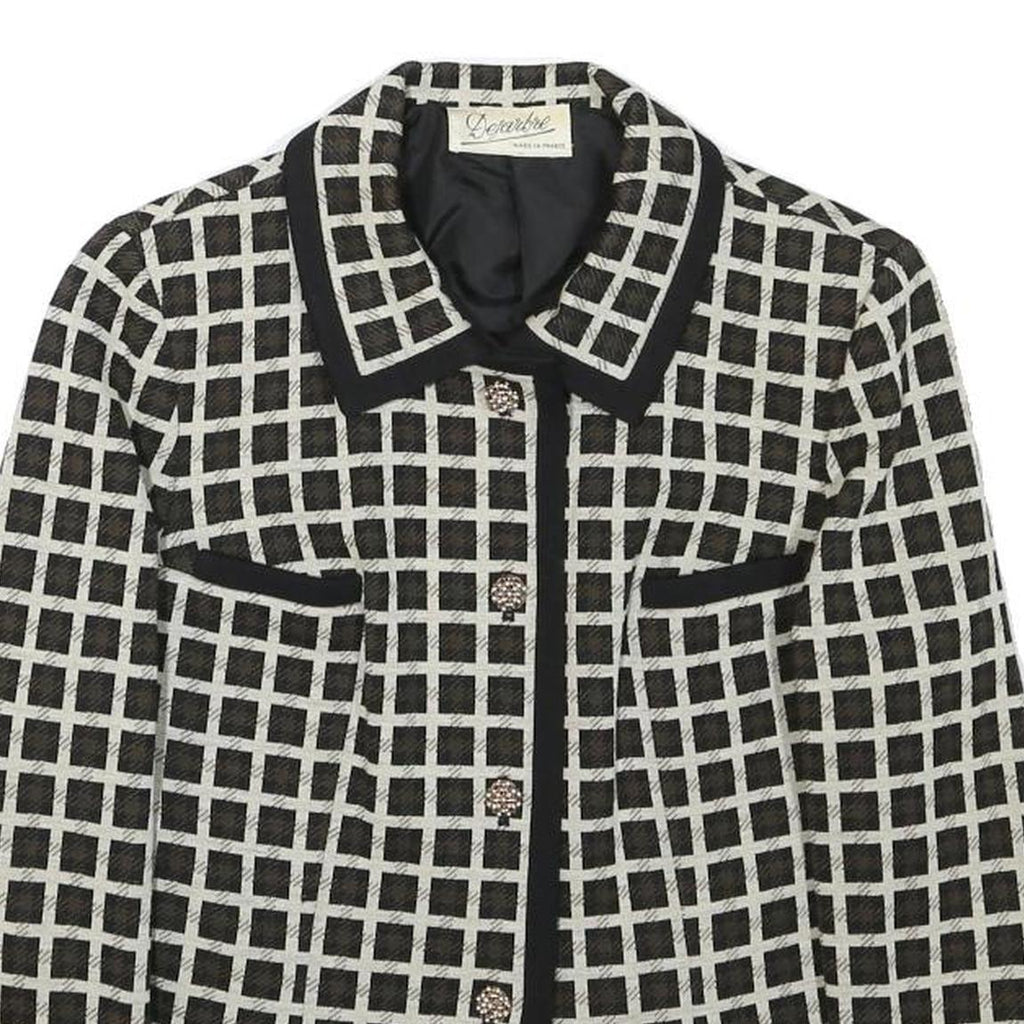 DESARBRE Womens Black & White Check Wool Blend Button Jacket XS Woven Elegant