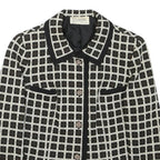DESARBRE Womens Black & White Check Wool Blend Button Jacket XS Woven Elegant