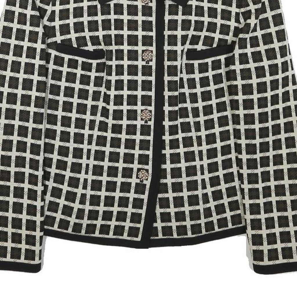 DESARBRE Womens Black & White Check Wool Blend Button Jacket XS Woven Elegant