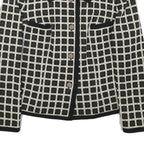 DESARBRE Womens Black & White Check Wool Blend Button Jacket XS Woven Elegant